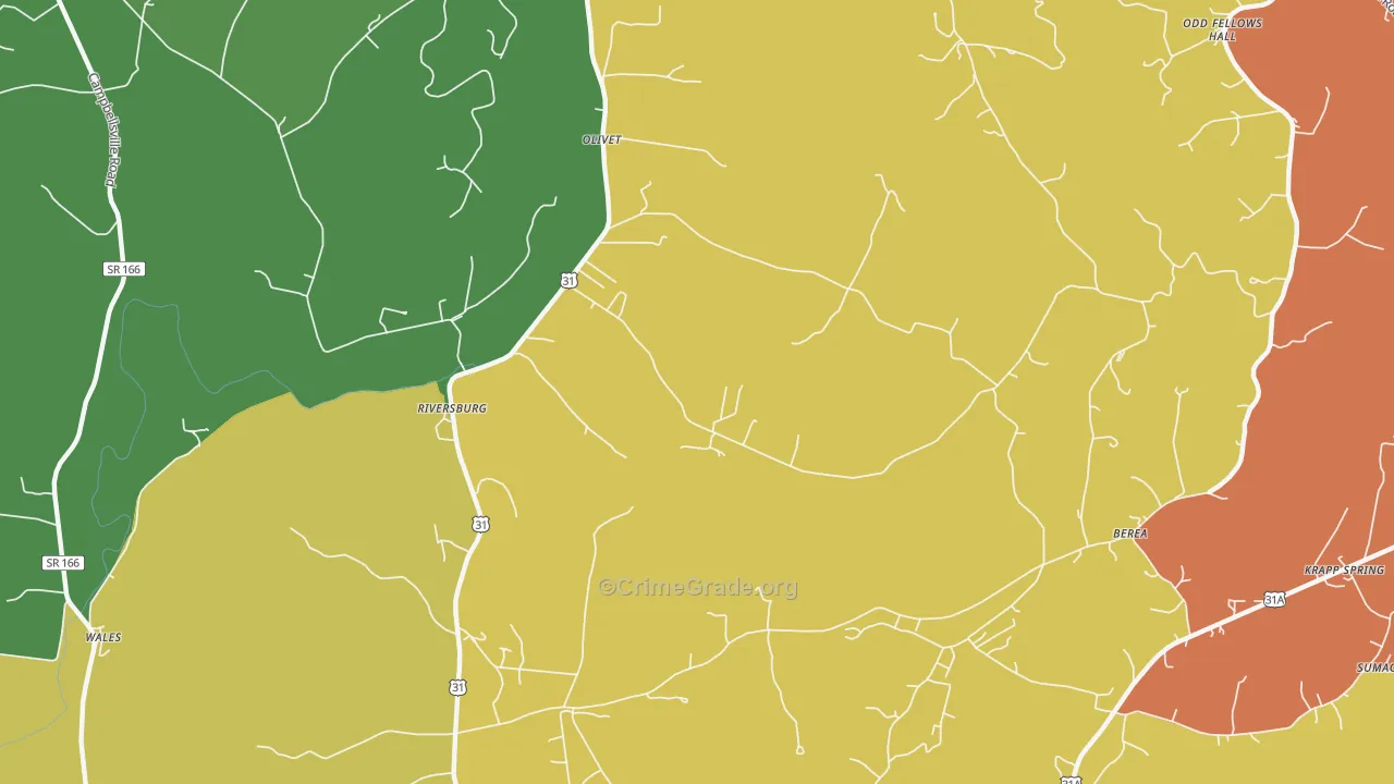 Riversburg, TN Map of Robbery Rates