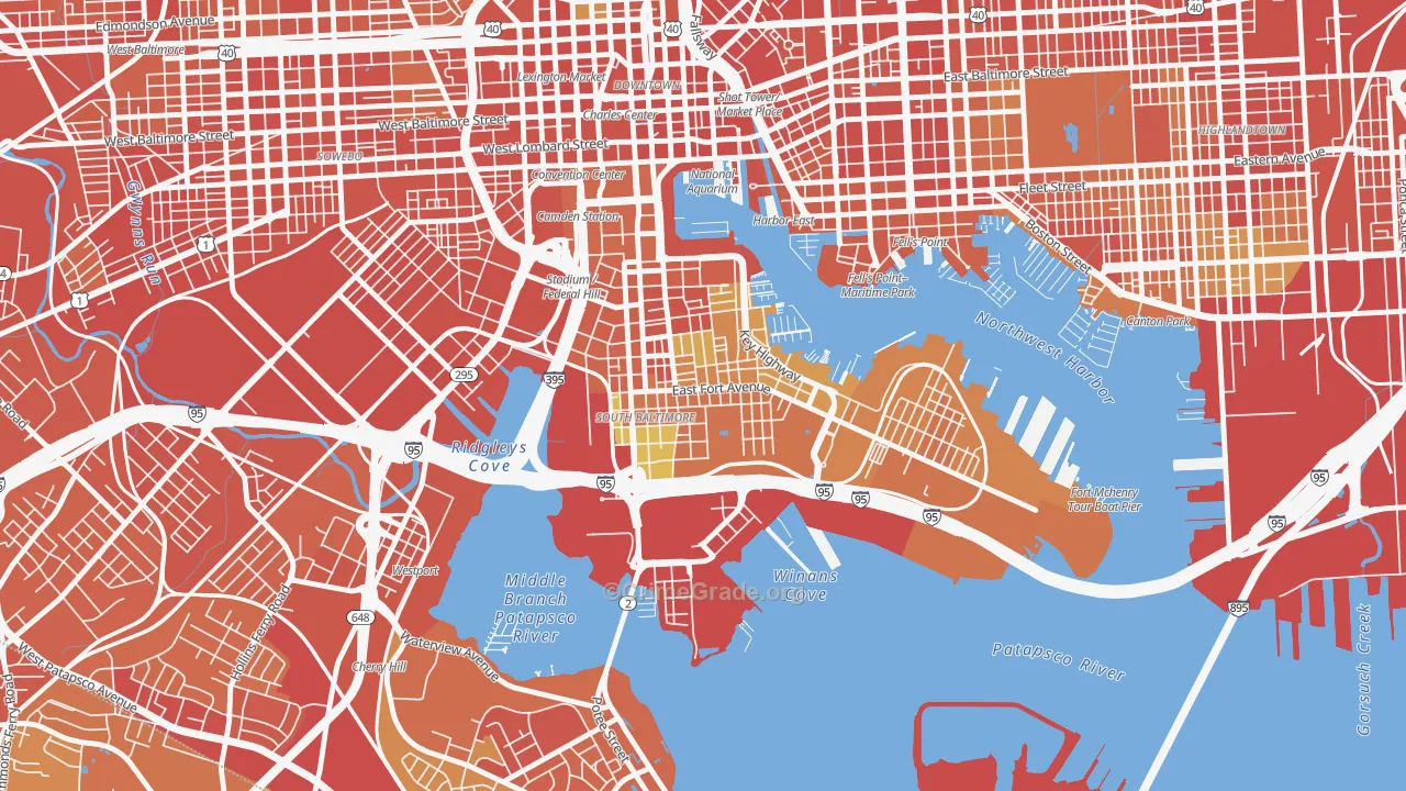 Riverside, Baltimore, MD Map of Robbery Rates