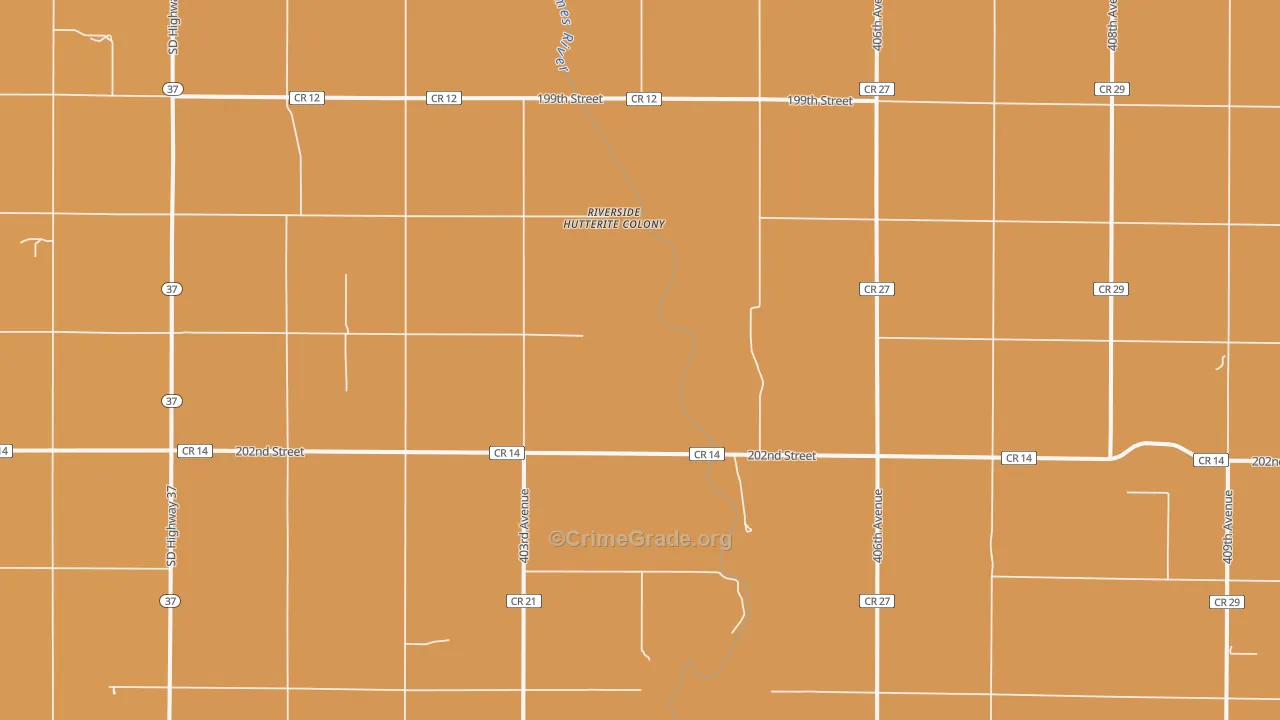 Riverside Colony, SD Map of Robbery Rates