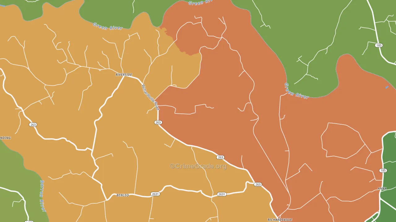 Riverside, KY Map of Robbery Rates