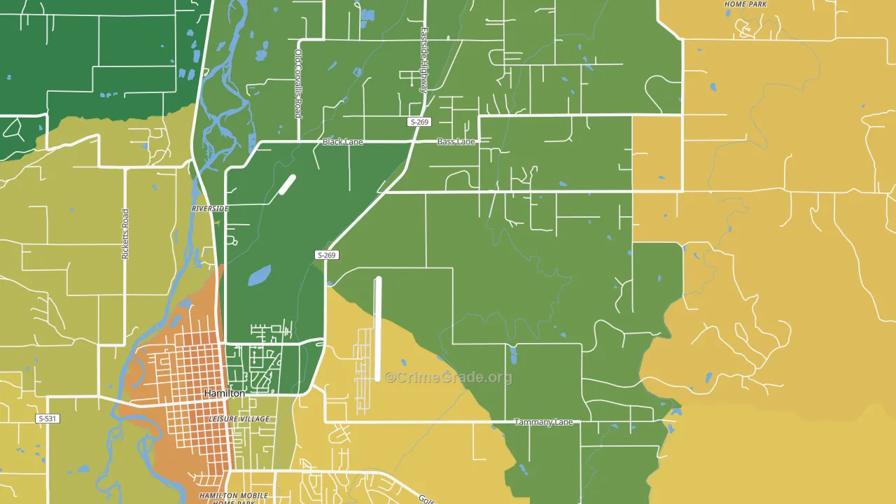 Riverside, MT Map of Robbery Rates