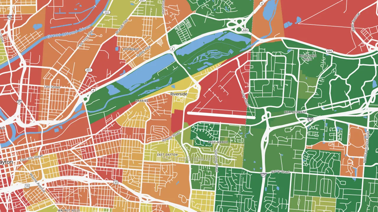 Riverside, OH Map of Robbery Rates