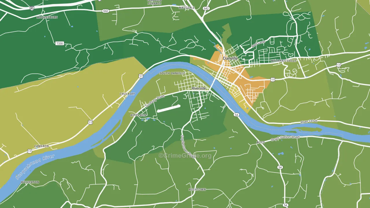 Riverside, PA Map of Robbery Rates