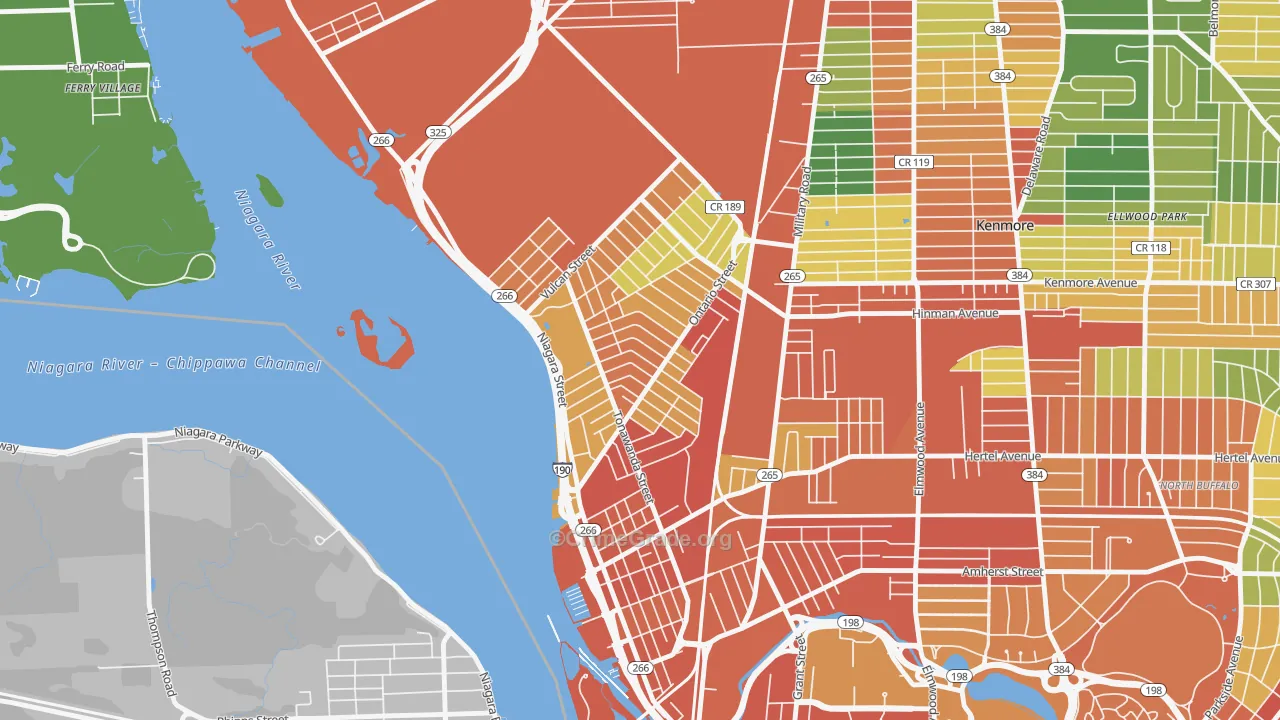 Riverside Park, Buffalo, NY Map of Robbery Rates