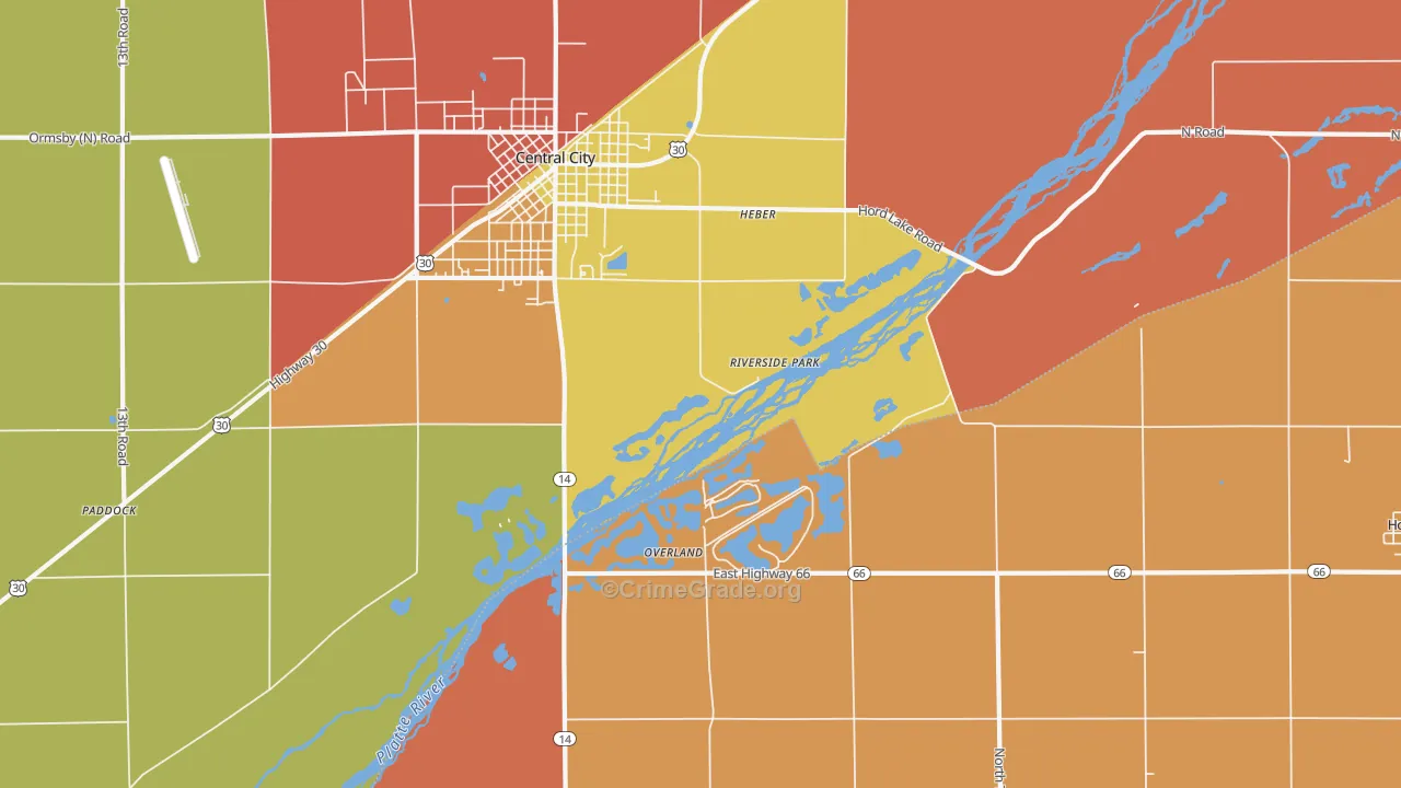 Riverside Park, NE Map of Robbery Rates