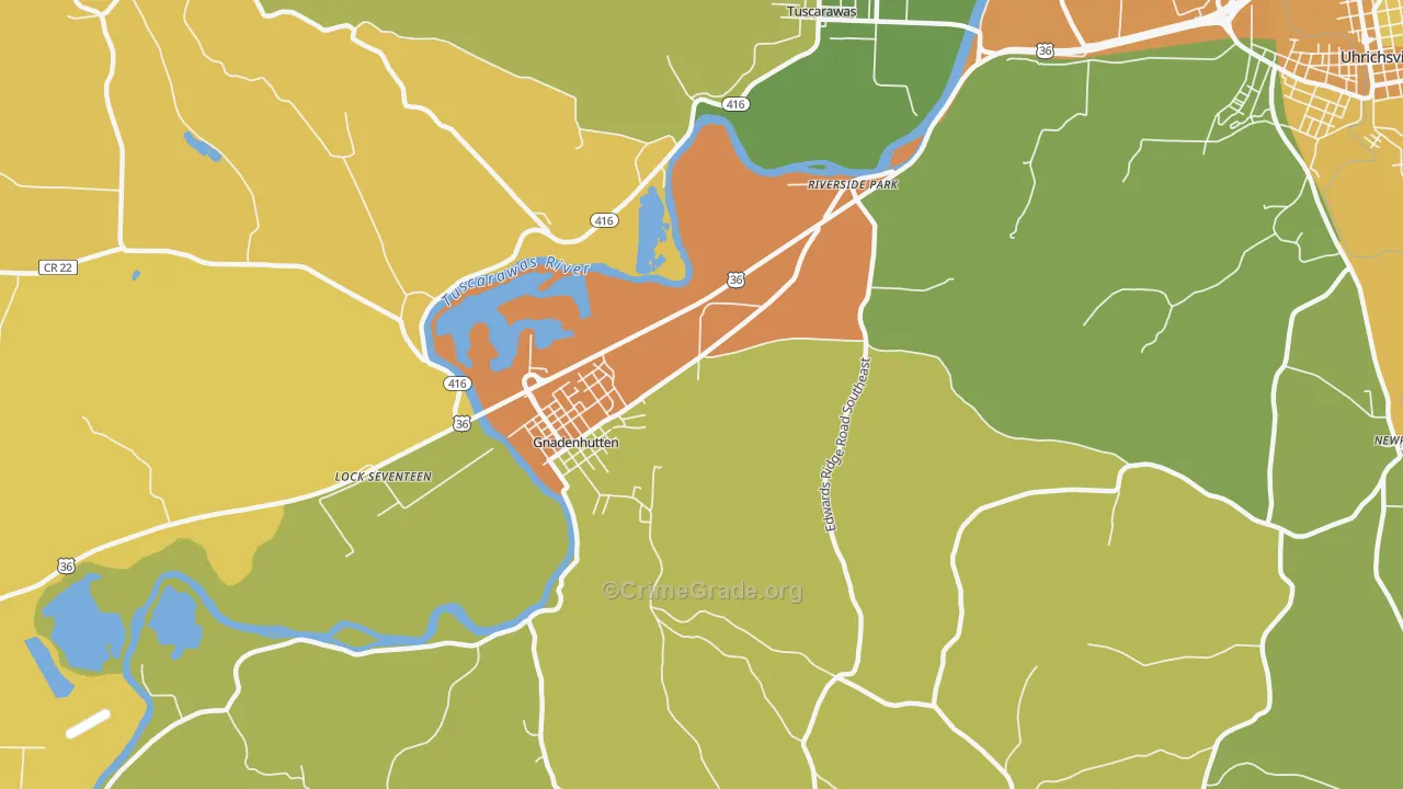 Riverside Park, OH Map of Robbery Rates