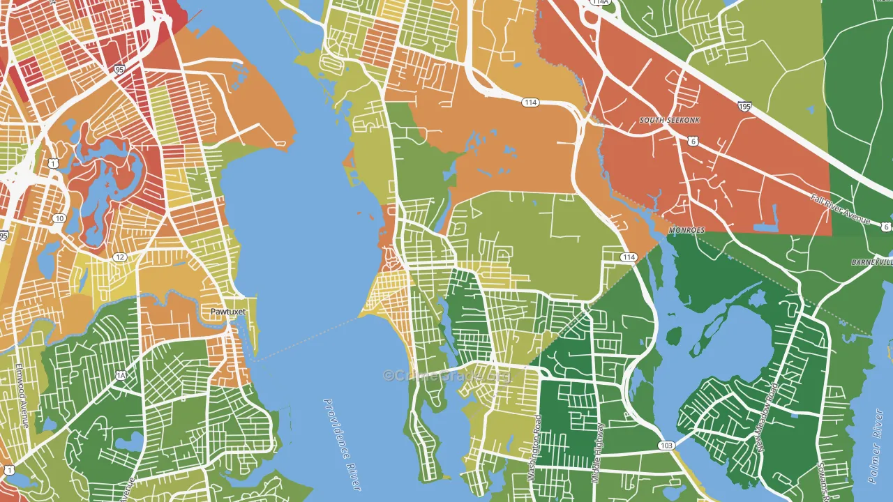 Riverside, RI Map of Robbery Rates