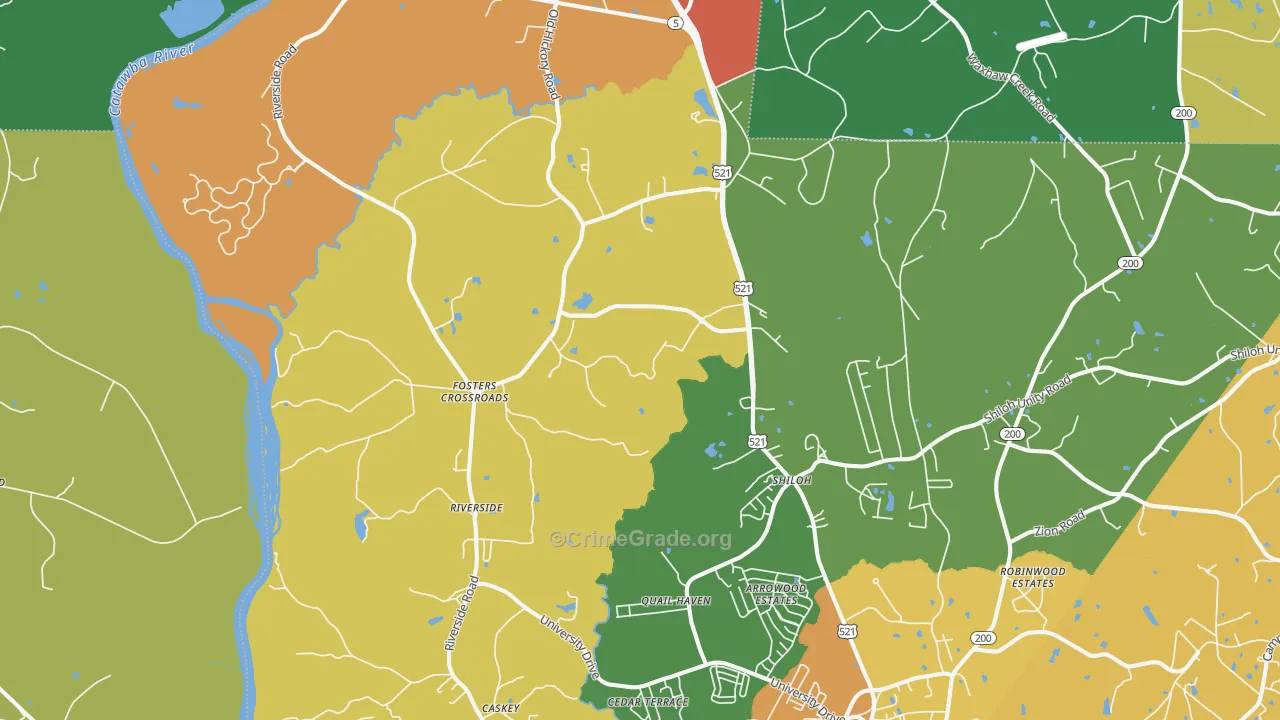 Riverside, SC Map of Robbery Rates