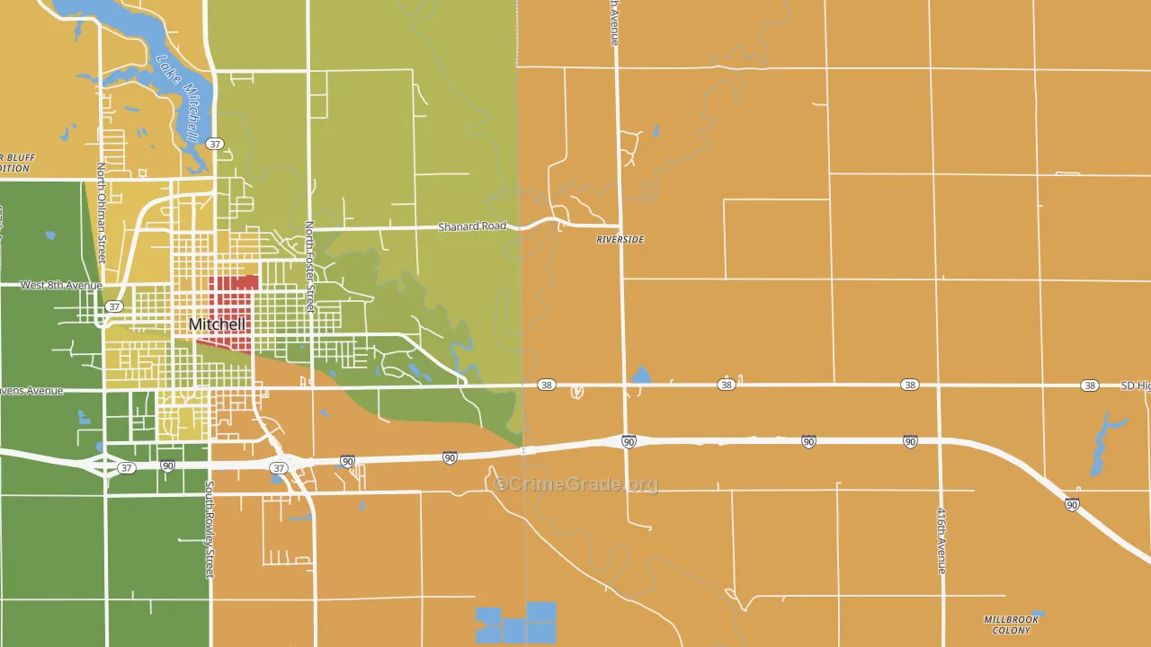 Riverside, SD Map of Robbery Rates