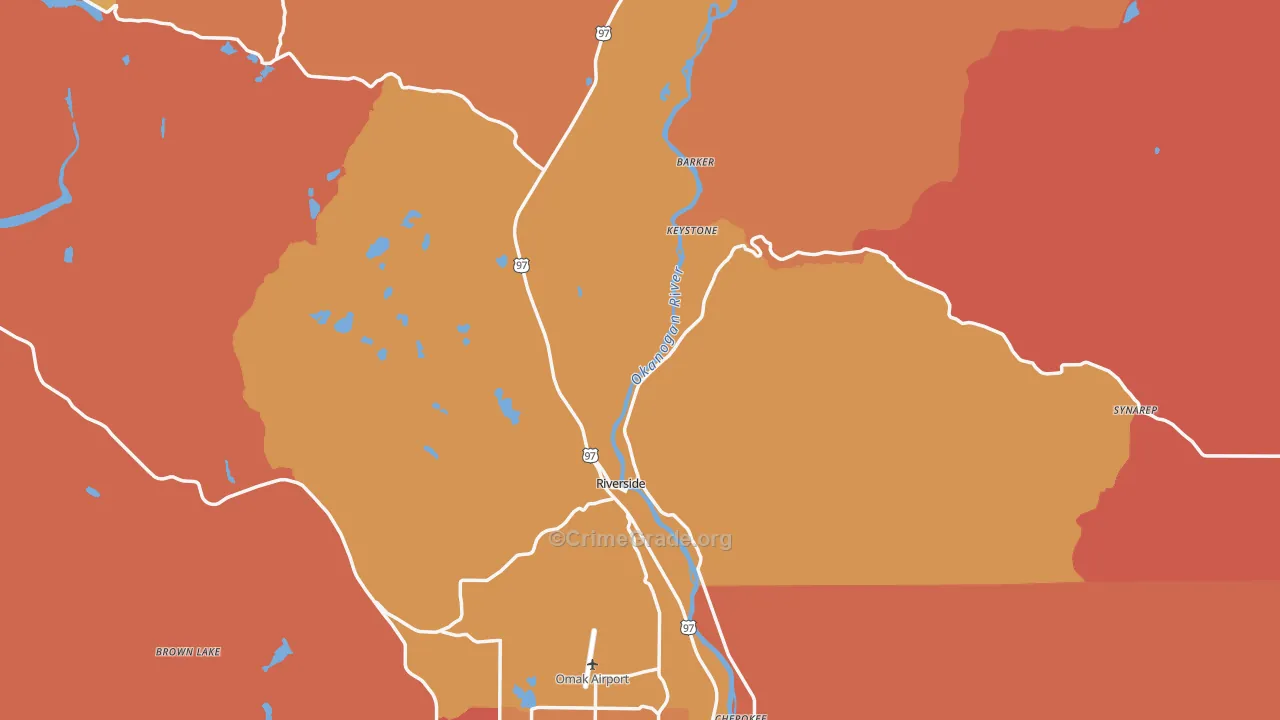 Riverside, WA Map of Robbery Rates
