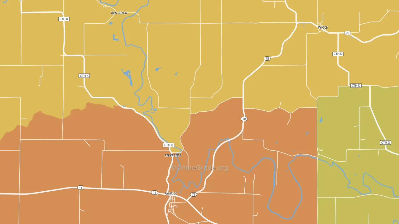 Riverside, WI Map of Robbery Rates