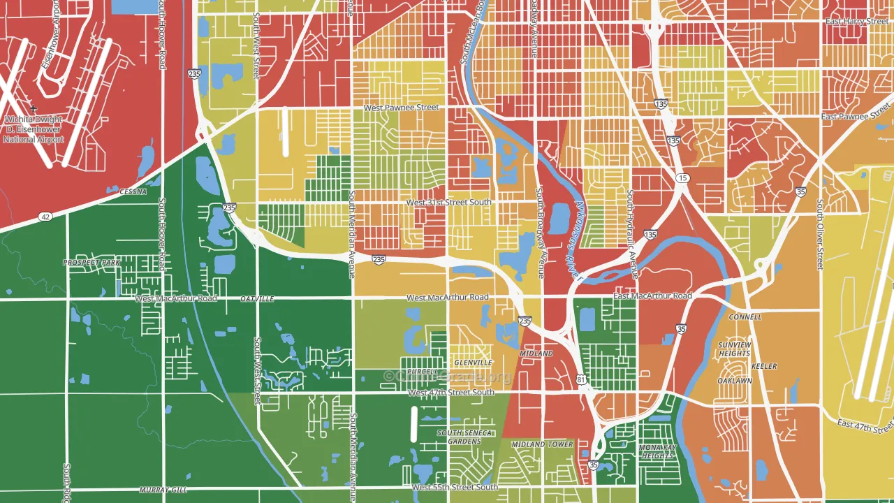 Riverside, Wichita, KS Map of Robbery Rates