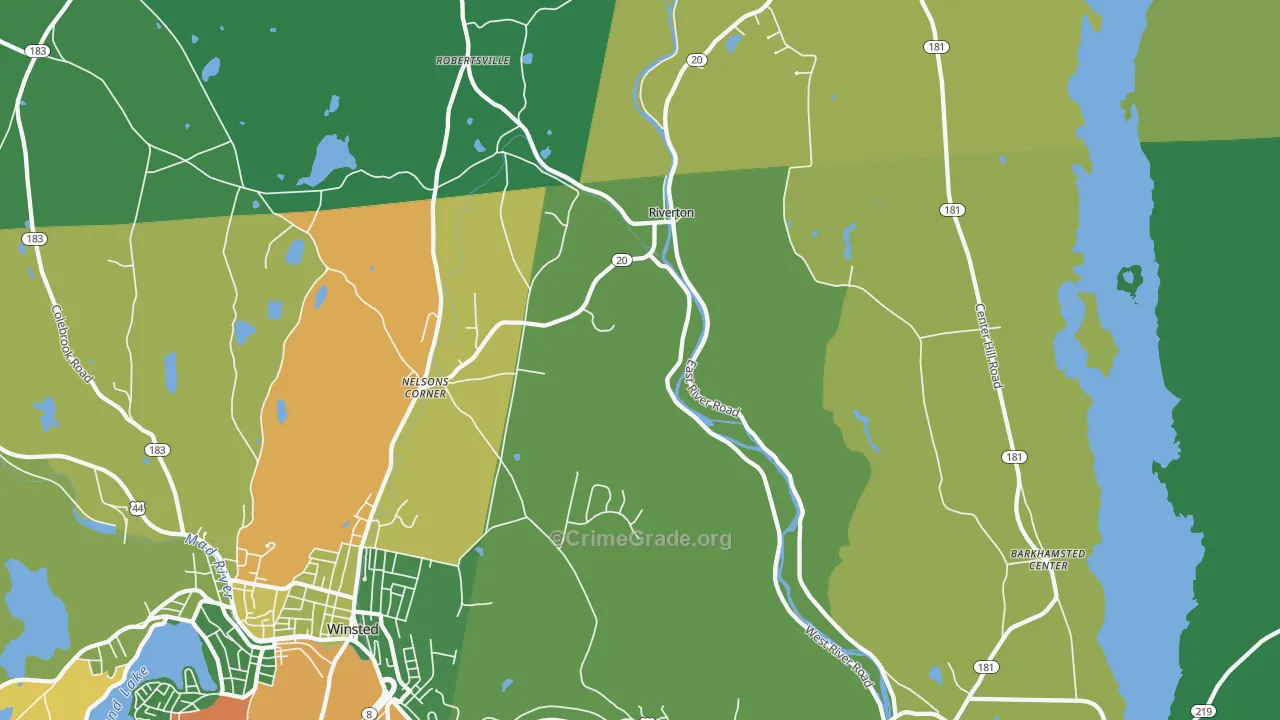 Riverton, CT Map of Robbery Rates
