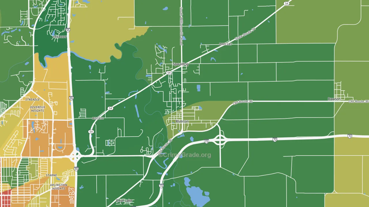 Riverton, IL Map of Robbery Rates