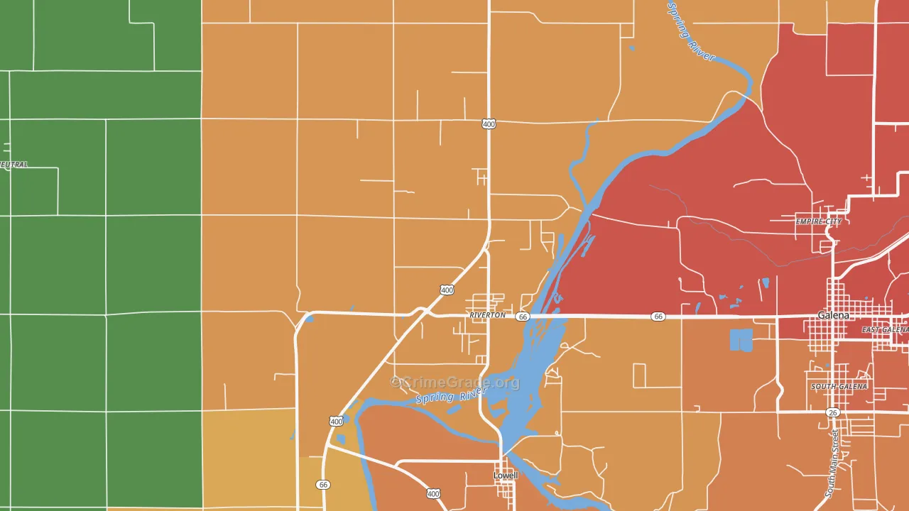 Riverton, KS Map of Robbery Rates