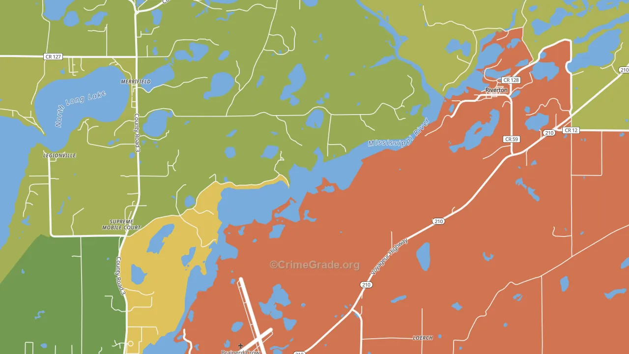 Riverton, MN Map of Robbery Rates
