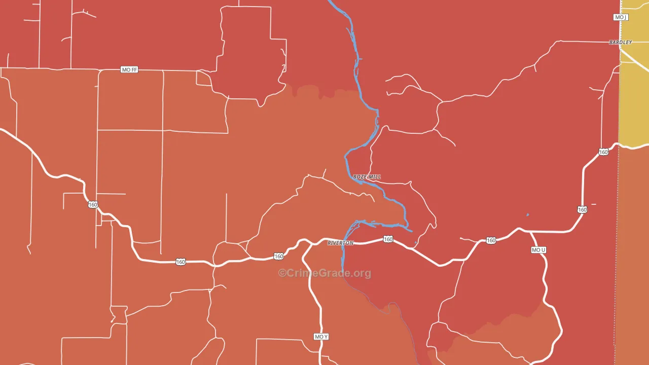 Riverton, MO Map of Robbery Rates