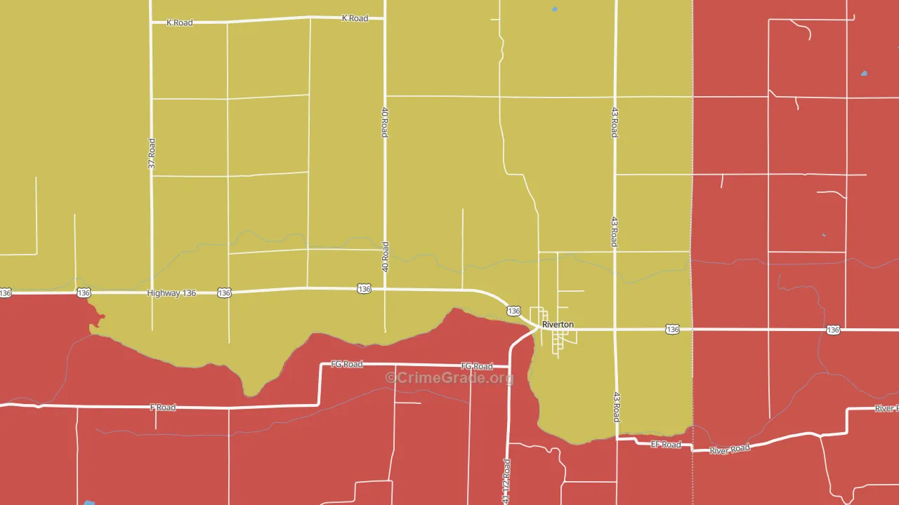 Riverton, NE Map of Robbery Rates