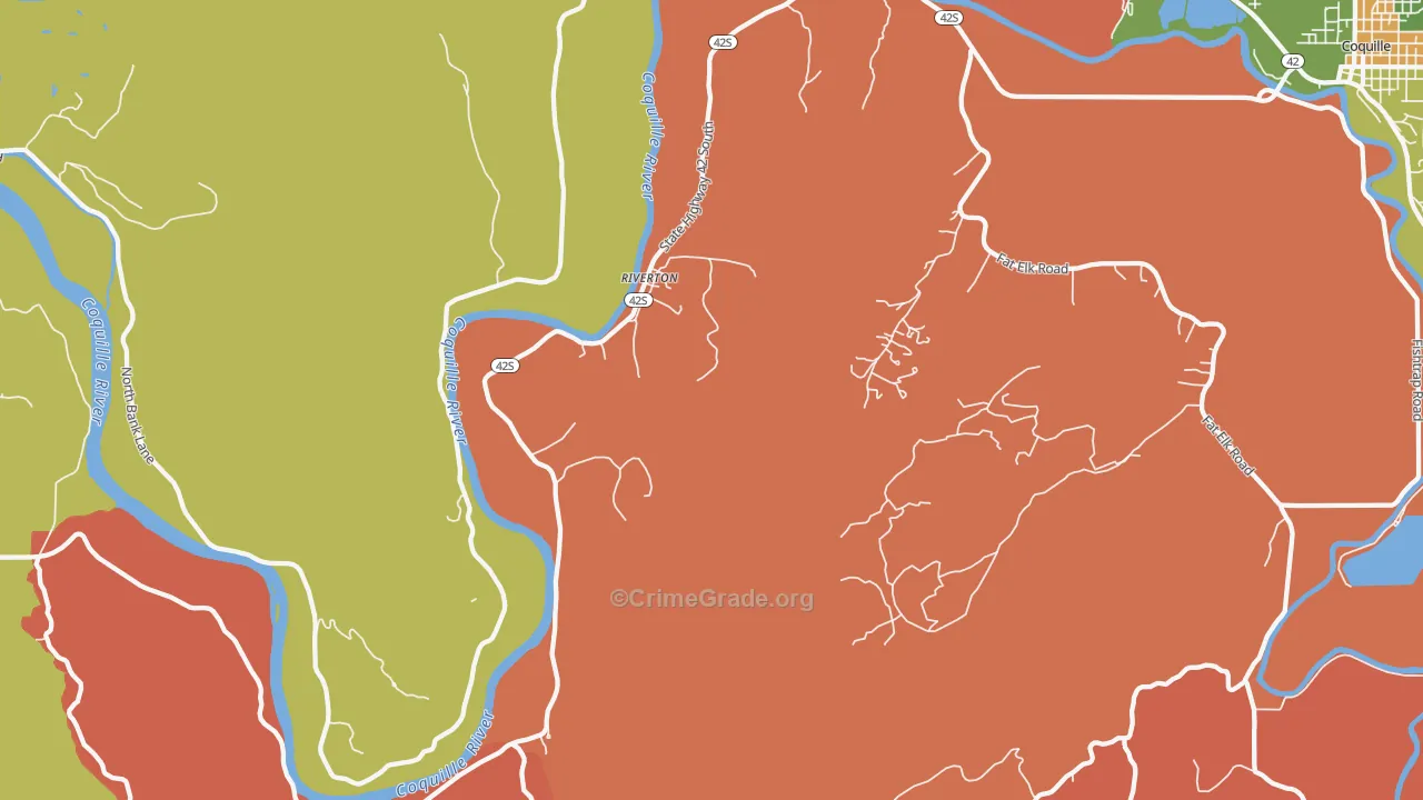 Riverton, OR Map of Robbery Rates