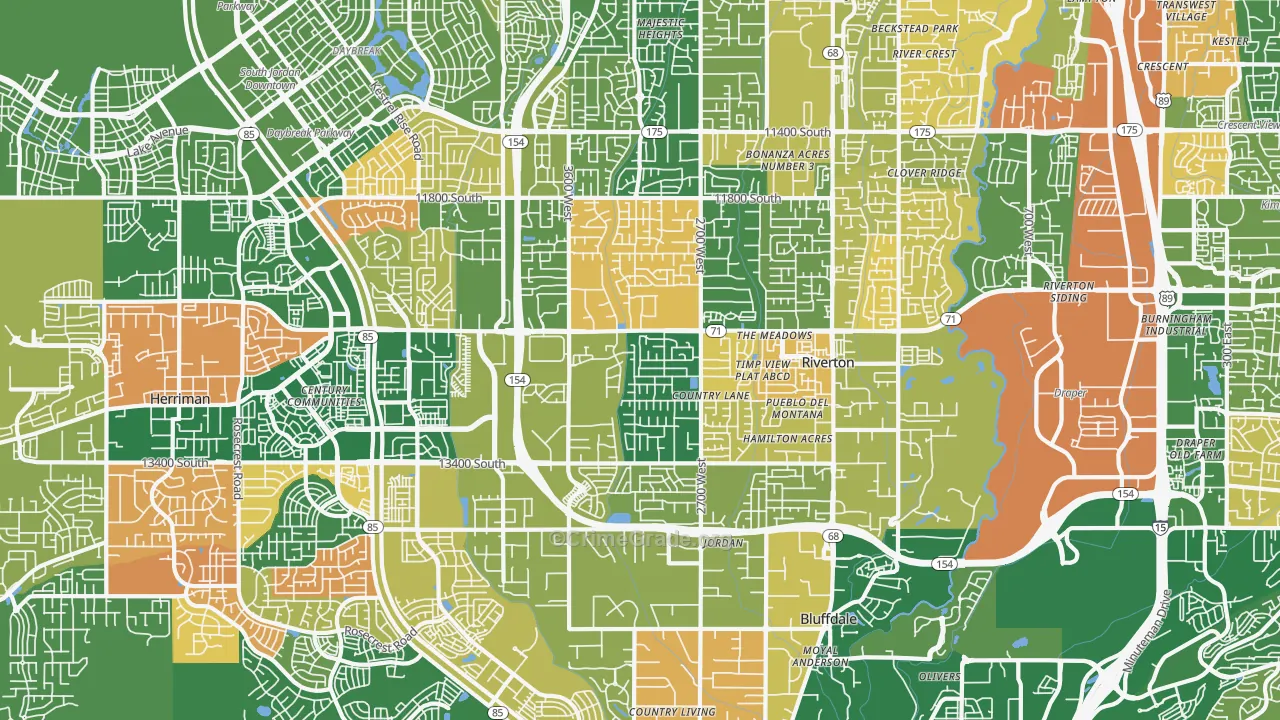 Riverton, UT Map of Robbery Rates