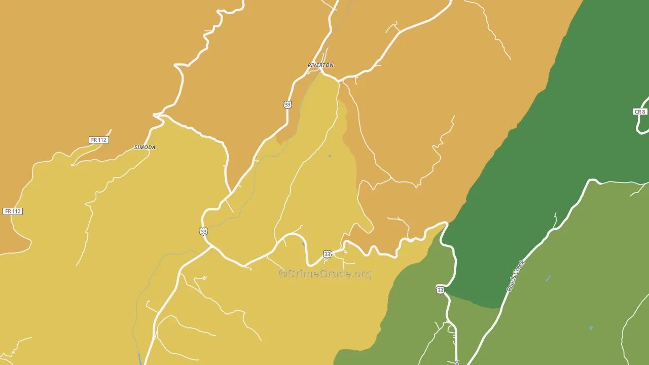 Riverton, WV Map of Robbery Rates