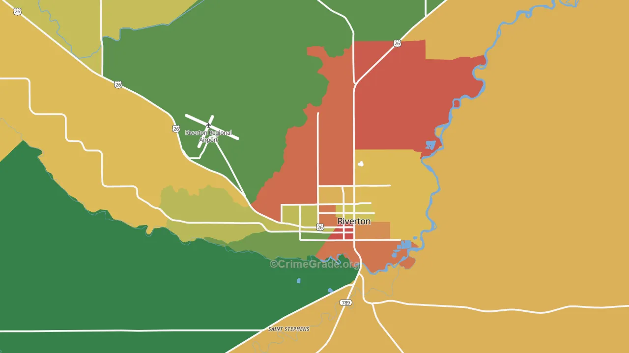 Riverton, WY Map of Robbery Rates
