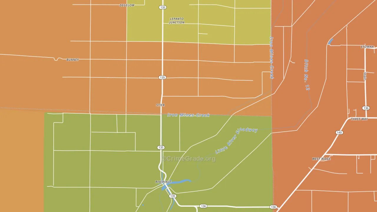 Rivervale, AR Map of Robbery Rates