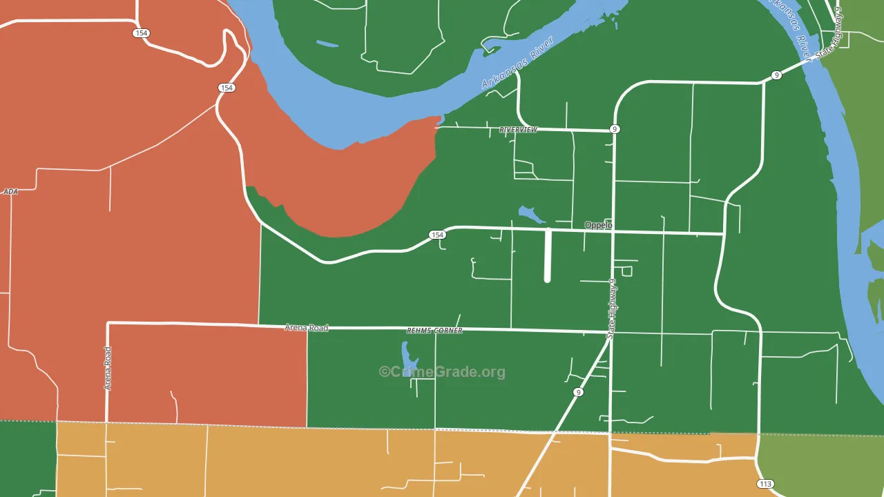 Riverview, AR Map of Robbery Rates