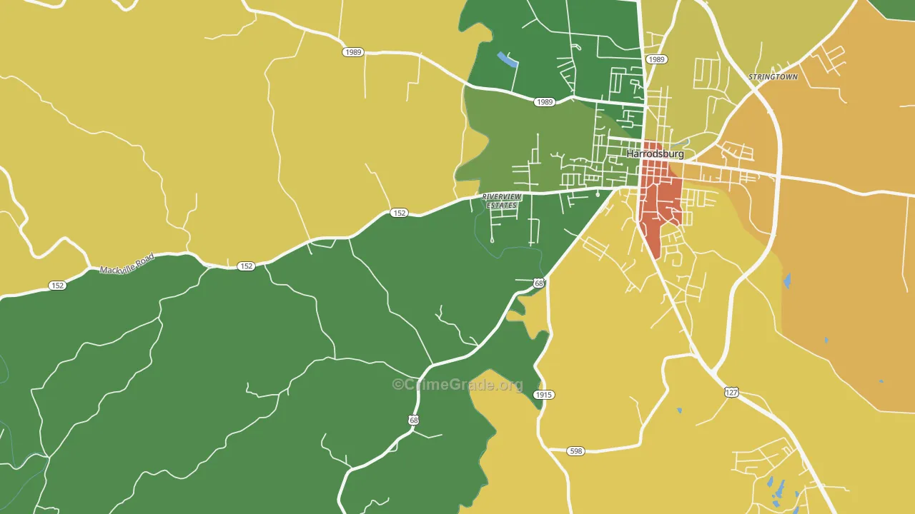 Riverview Estates, KY Map of Robbery Rates