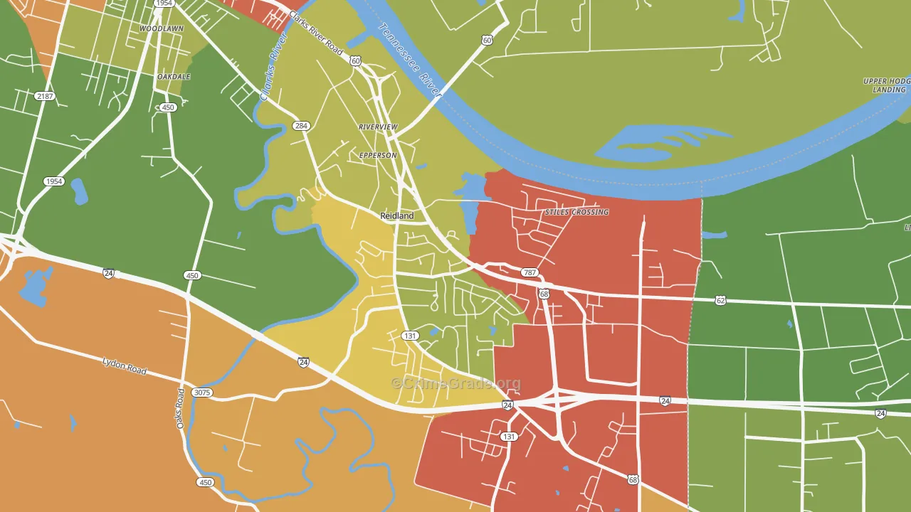Riverview, KY Map of Robbery Rates