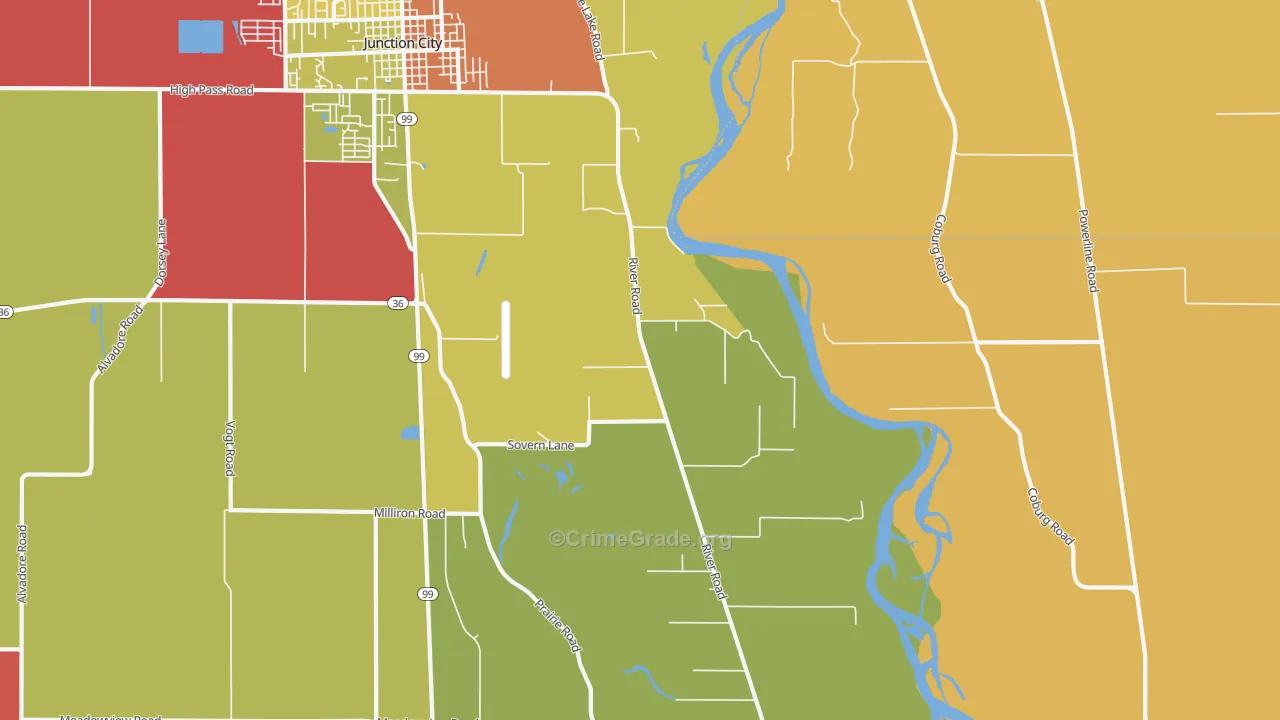 Riverview, OR Map of Robbery Rates