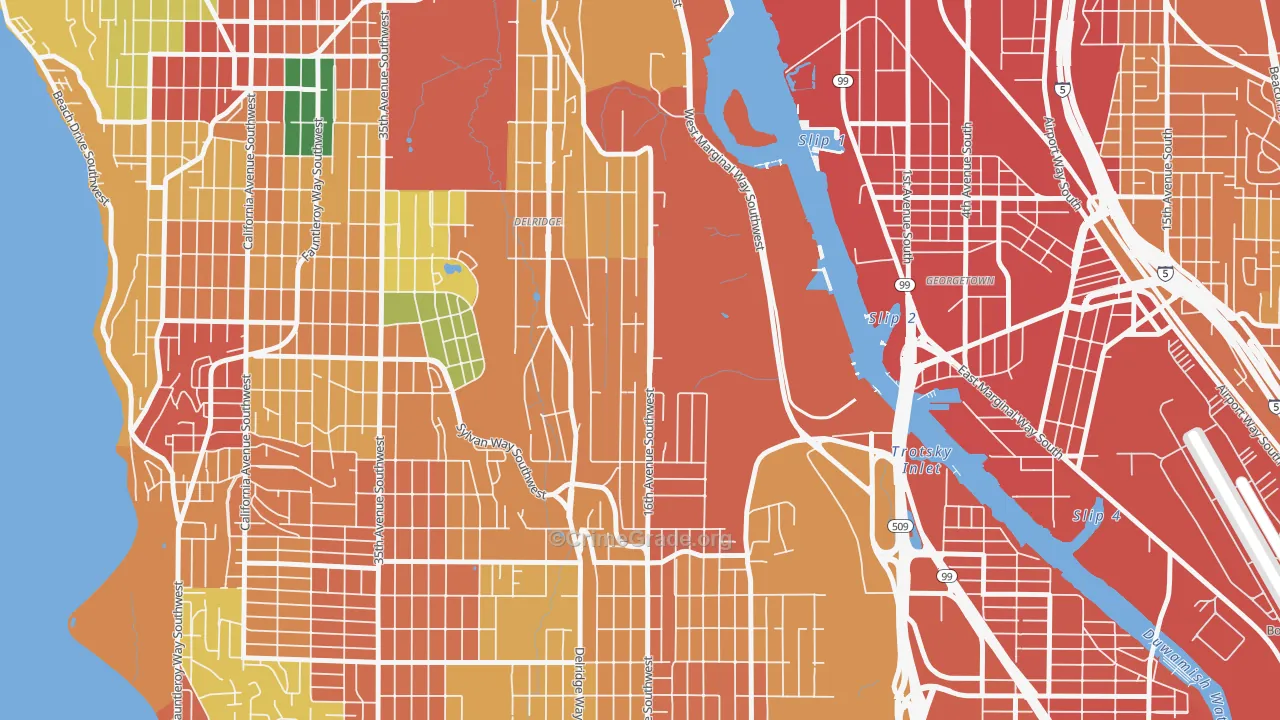 Riverview, Seattle, WA Map of Robbery Rates
