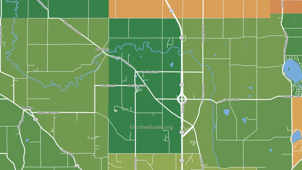 Rives Junction, MI Map of Robbery Rates