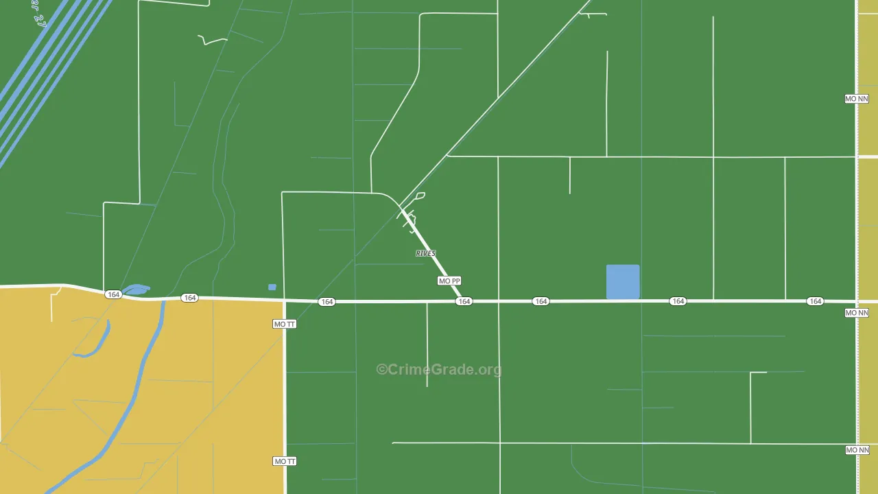 Rives, MO Map of Robbery Rates