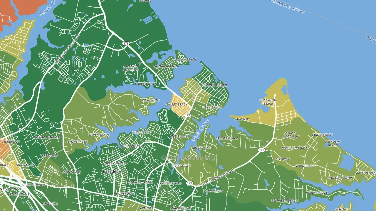 Riviera Beach, MD Map of Robbery Rates