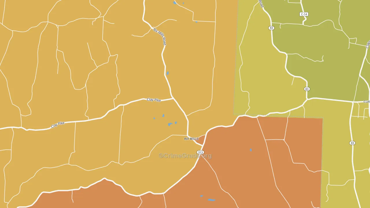 Rix Mills, OH Map of Robbery Rates