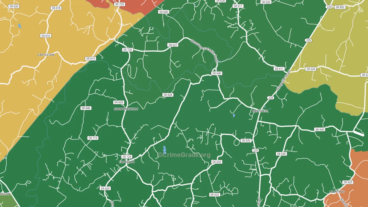 Rixeyville, VA Map of Robbery Rates