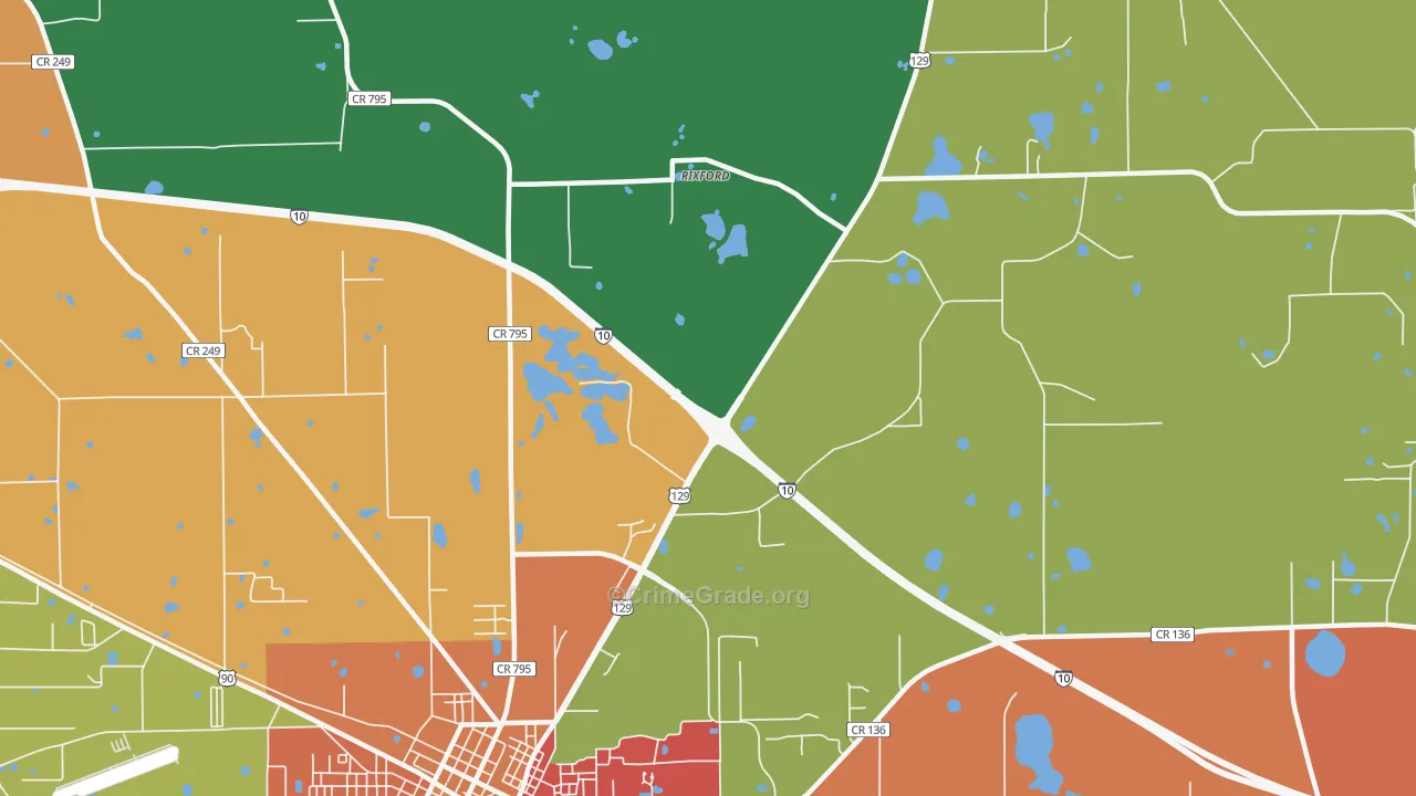 Rixford, FL Map of Robbery Rates