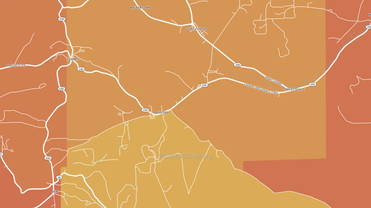 Rixford, PA Map of Robbery Rates