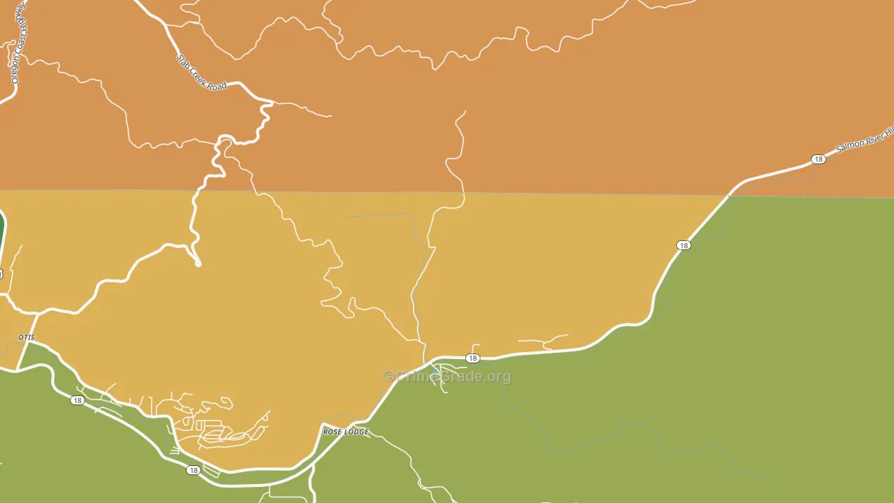 Roads End, OR Map of Robbery Rates