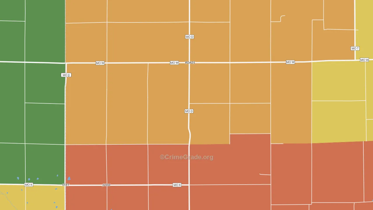 Roads, MO Map of Robbery Rates