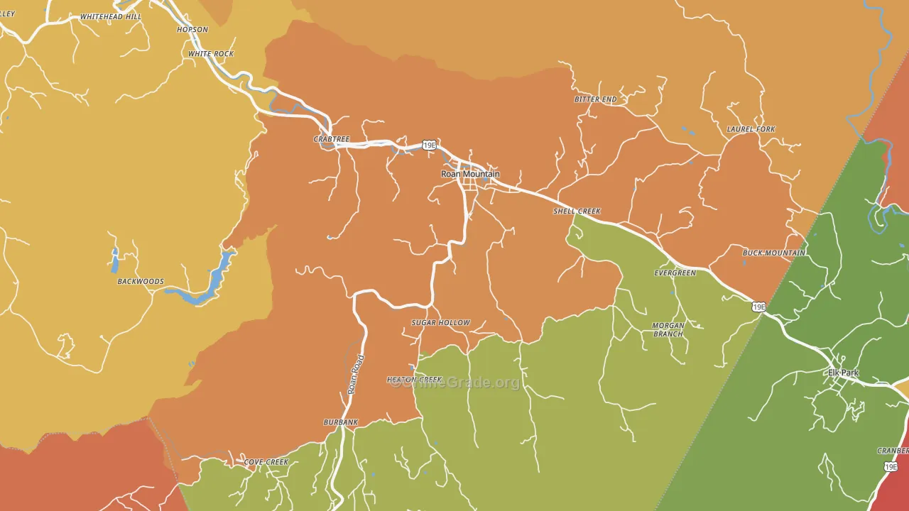 Roan Mountain, TN Map of Robbery Rates