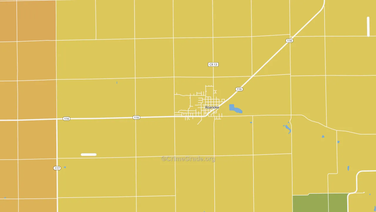 Roanoke, IL Map of Robbery Rates