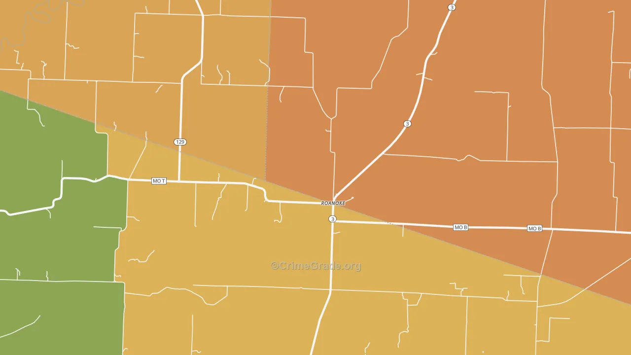 Roanoke, MO Map of Robbery Rates