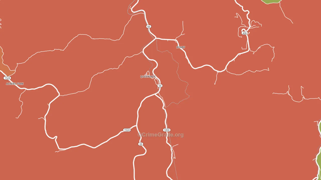 Roark, KY Map of Robbery Rates