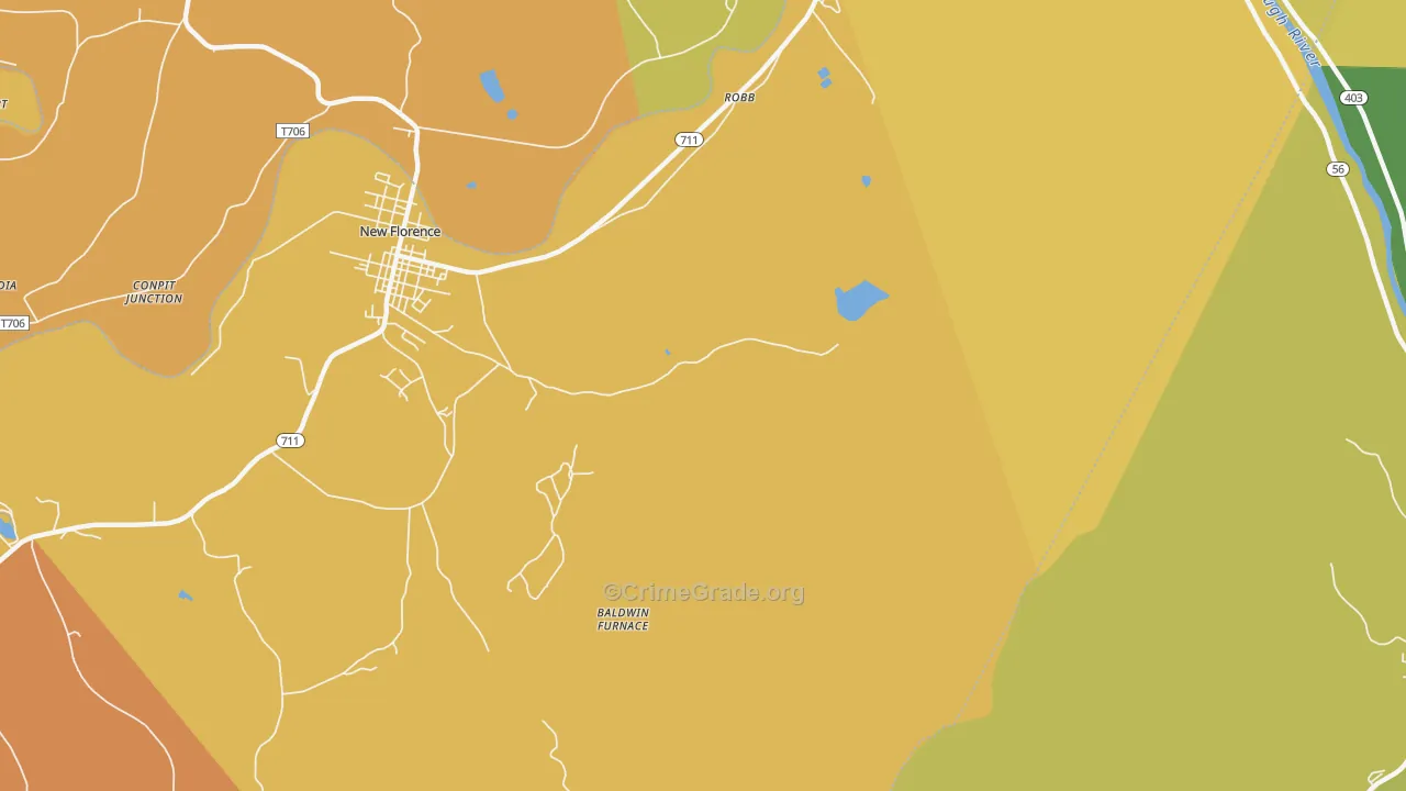 Robb, PA Map of Robbery Rates