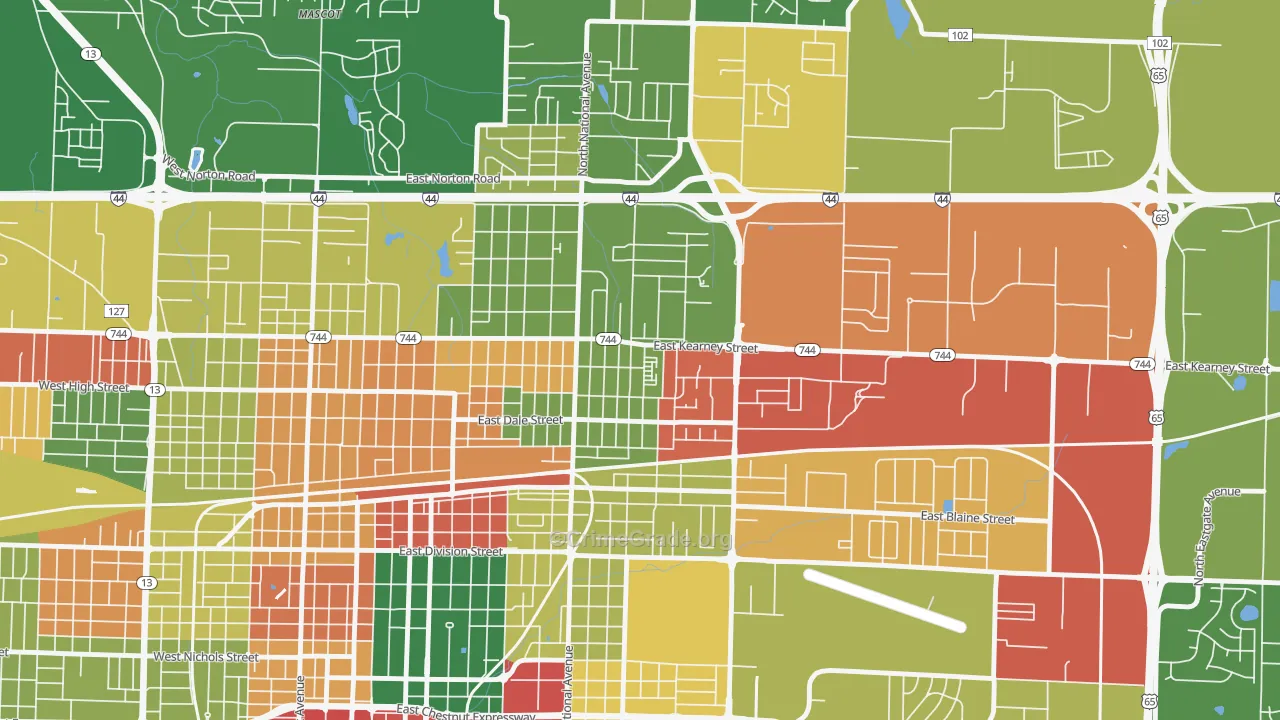 Robberson, Springfield, MO Map of Robbery Rates