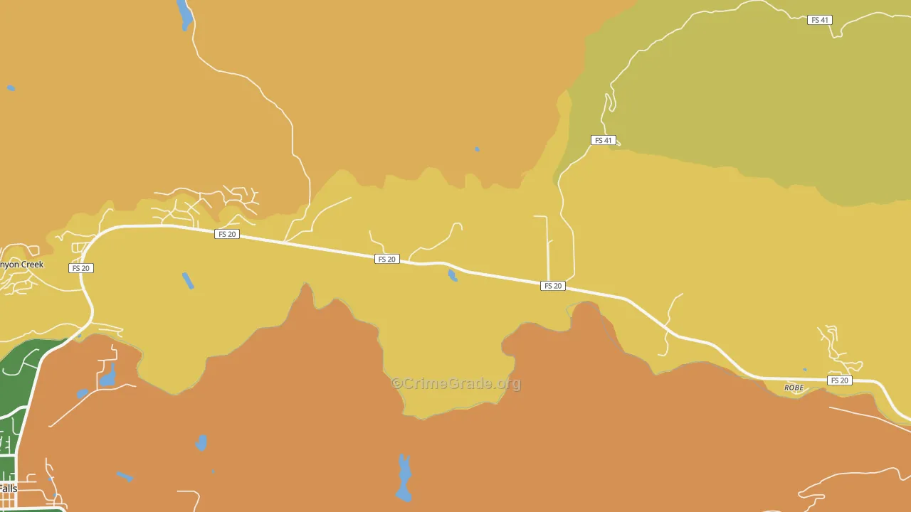 Robe, WA Map of Robbery Rates