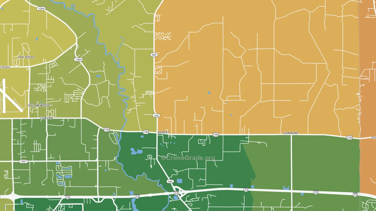 Robert, LA Map of Robbery Rates