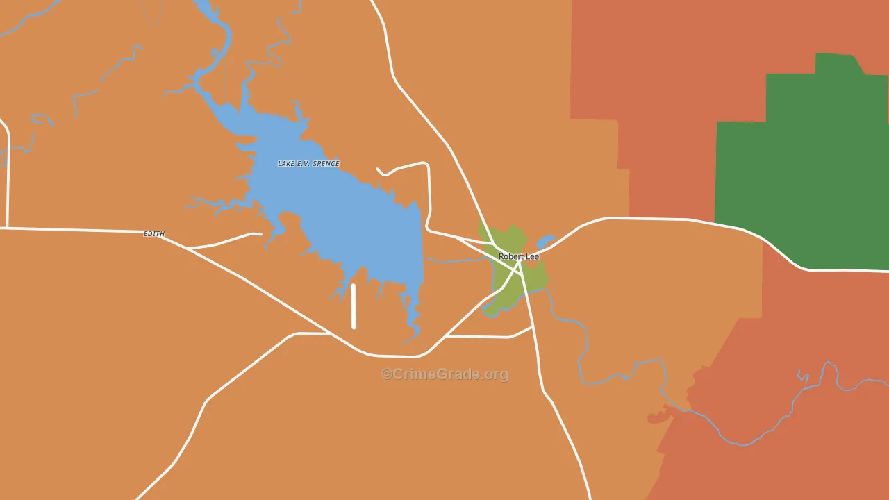 Robert Lee, TX Map of Robbery Rates